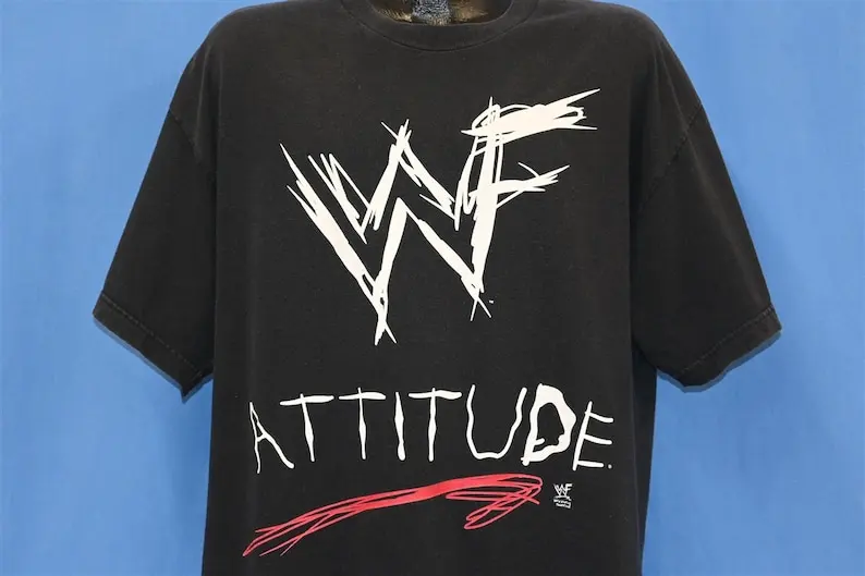 

90s WWF Attitude Era Video Game Logo Pro Wrestling Black t-shirt Extra Large