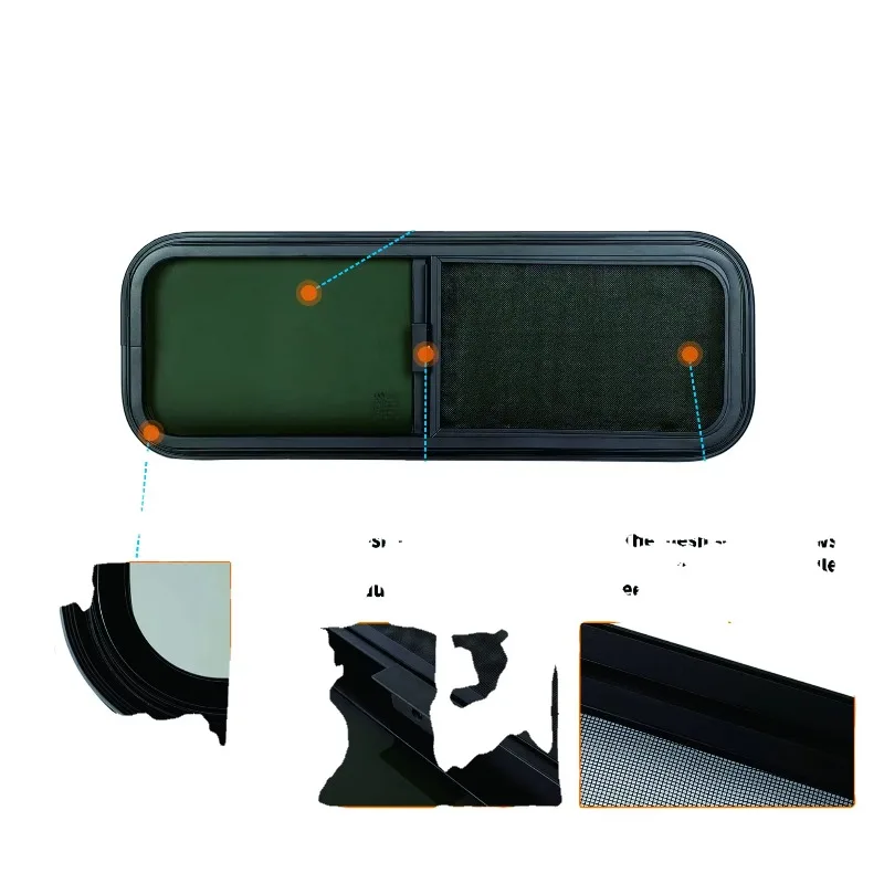 Caravan  Car Sliding Window  RV Sliding Window Tempered Glass in Stock Factory Direct Sale762*381 mm  for 2 Inch Wall
