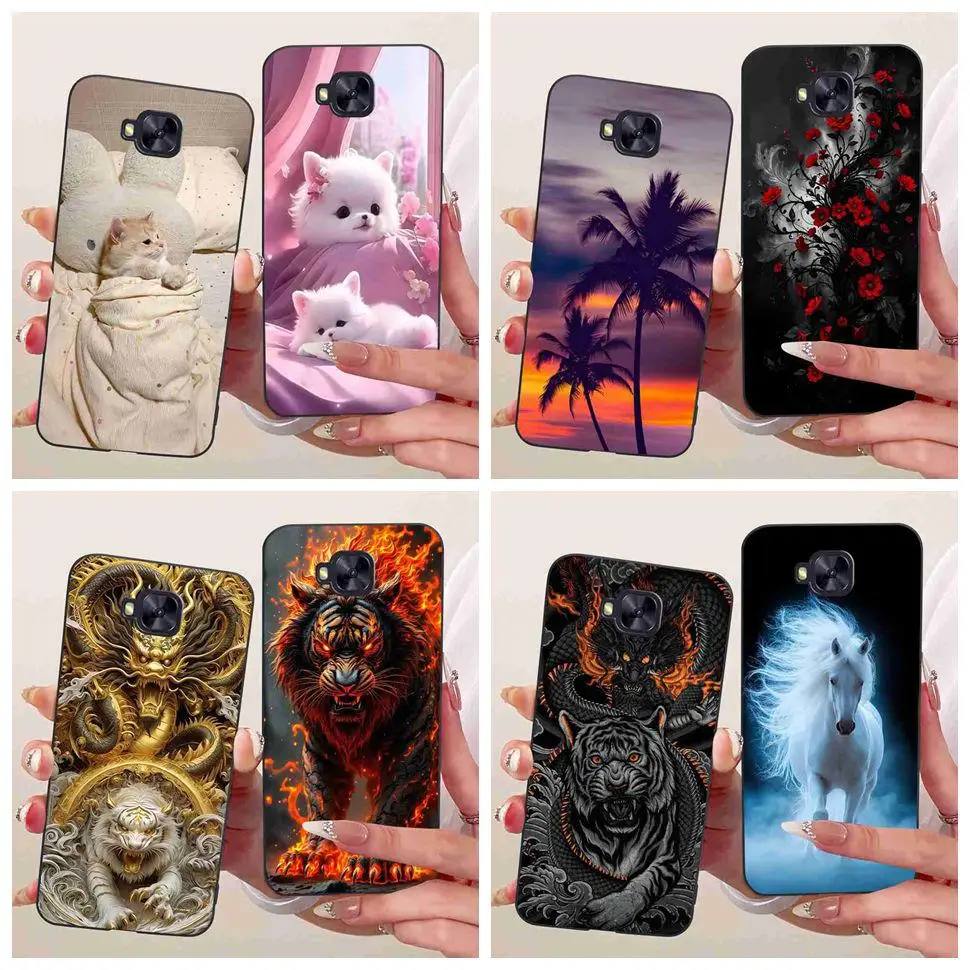 Funda para Asus ZenFone 4 Selfie Pro con dibujos de animales, funda negra de silicona TPU para ZenFone 4Selfie Pro ZD552KL, fundas para teléfono