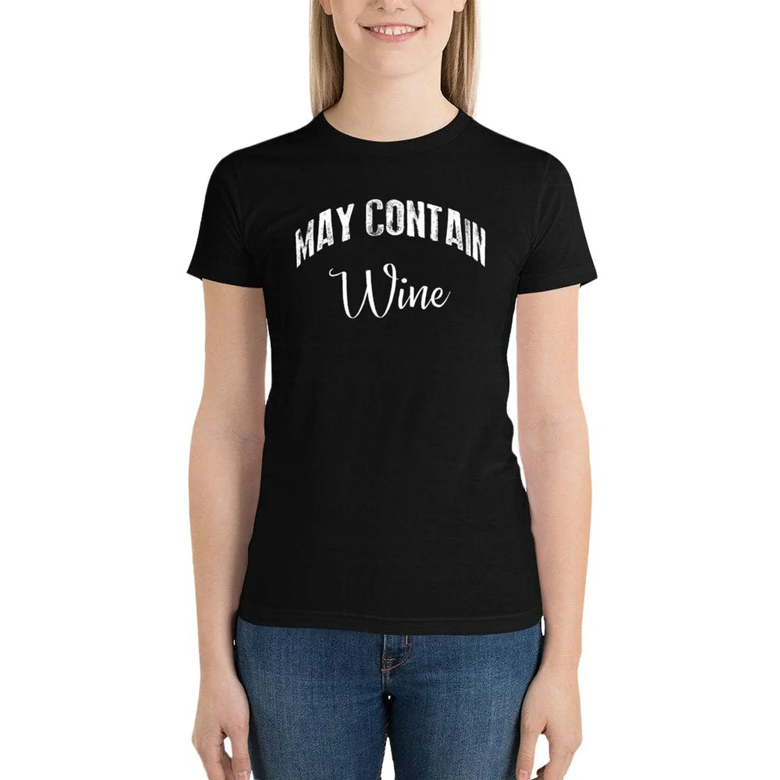 May Contain Wine T-Shirt Blouse vintage clothes summer clothes aesthetic clothes graphic t-shirts for Women