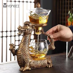 YOMEEI New Arrivals Creative Dargon Teapot Full Automatic Glass Tea Set Pu'er Oolong Magnetic Suction Cup Teapot Dropshipping