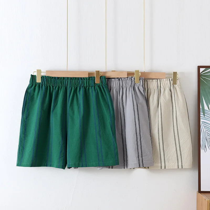 Women's 100% Cotton Striped Lounge & Sleep Shorts. Ultra-Soft, Loose Fit, Breathable Summer Comfort Bottoms for Home Wear