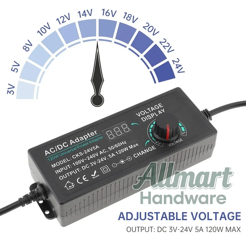 100V-240V AC/DC converter transformer 120W adjustable power adapter 3V-24V 5A universal variable switching power adapter