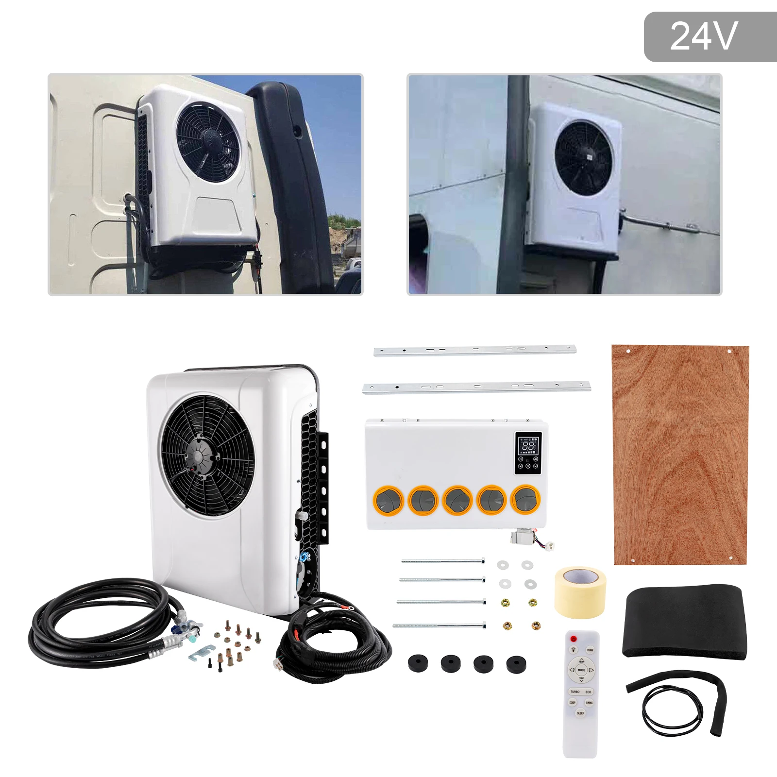 24V DC Parking Air Conditioner 3000W Cooling Capacity Truck AC Unit for Cab Under 6㎡ For RV Truck Tractors Van Motorhome Camper