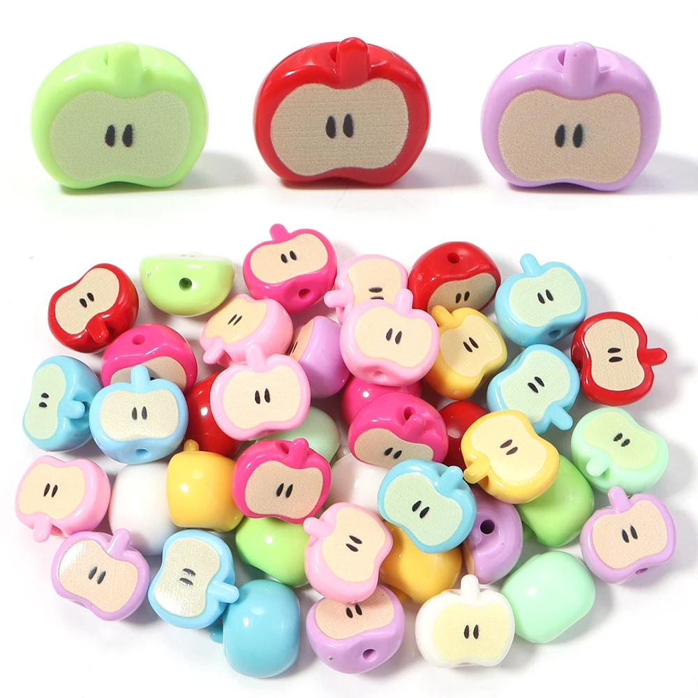 10pcs/lot 16x17.5mm Acrylic Beads Fruit 3D Apple shape Loose Spacer Beads For Jewelry Making DIY Necklace Bracelet Accessories image 4