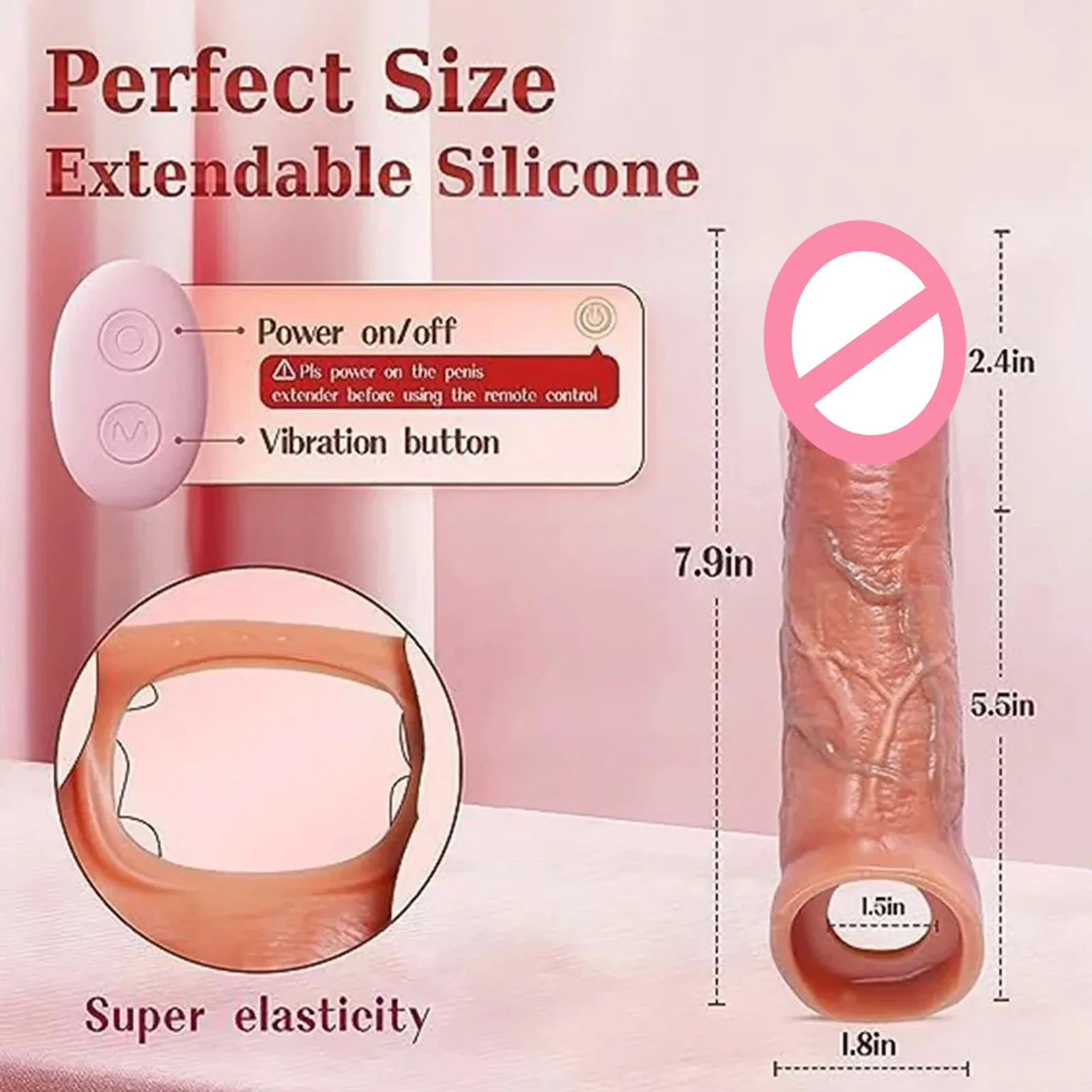 Vibrator for Men Penis Enlargement Sleeve Cock Header Enlargement Extension Enhancement Men Silicone Condom Sex Toy