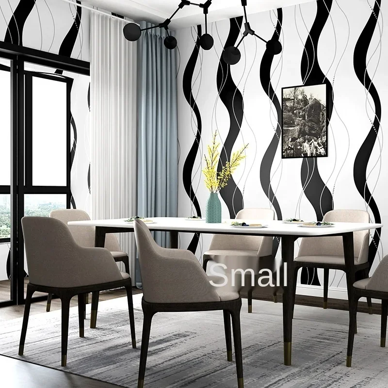 Wavy wallpaper black and white vertical stripes modern simple geometry Nordic style bedroom living room TV background wallpaper