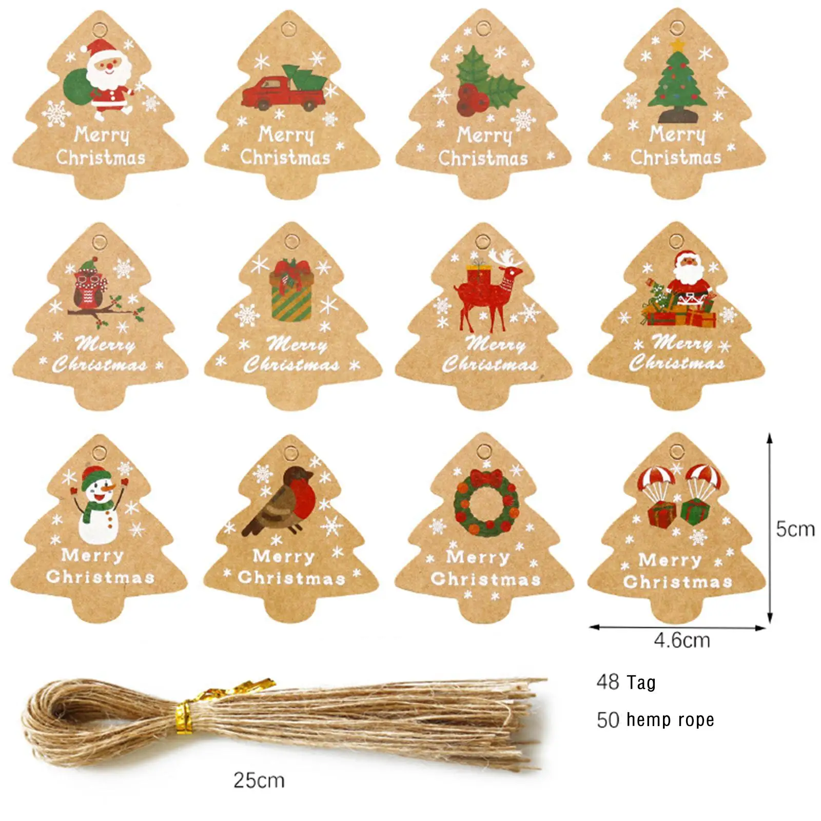 Kraft Paper Gift Tags for Christmas Party Supplies Merry Xmas Labels with Rope