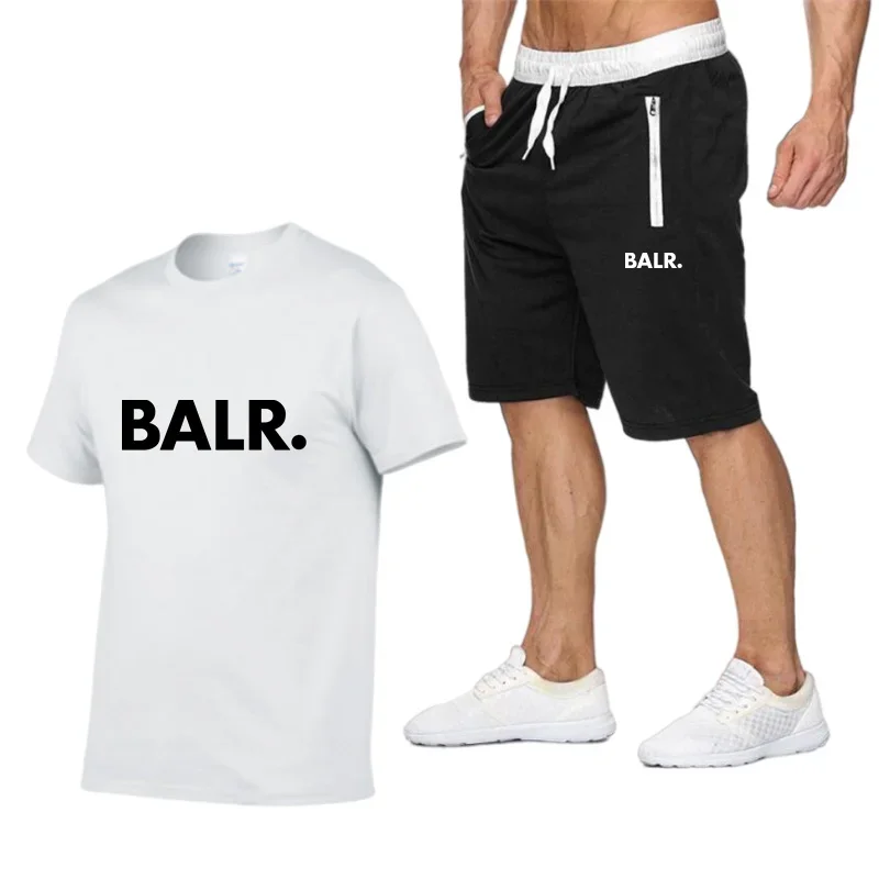 2024 New Men\'s Fitness Fashion Set Men\'s casual sportswear set BALR sportswear Short sleeved T-shirt+shorts 2-piece set