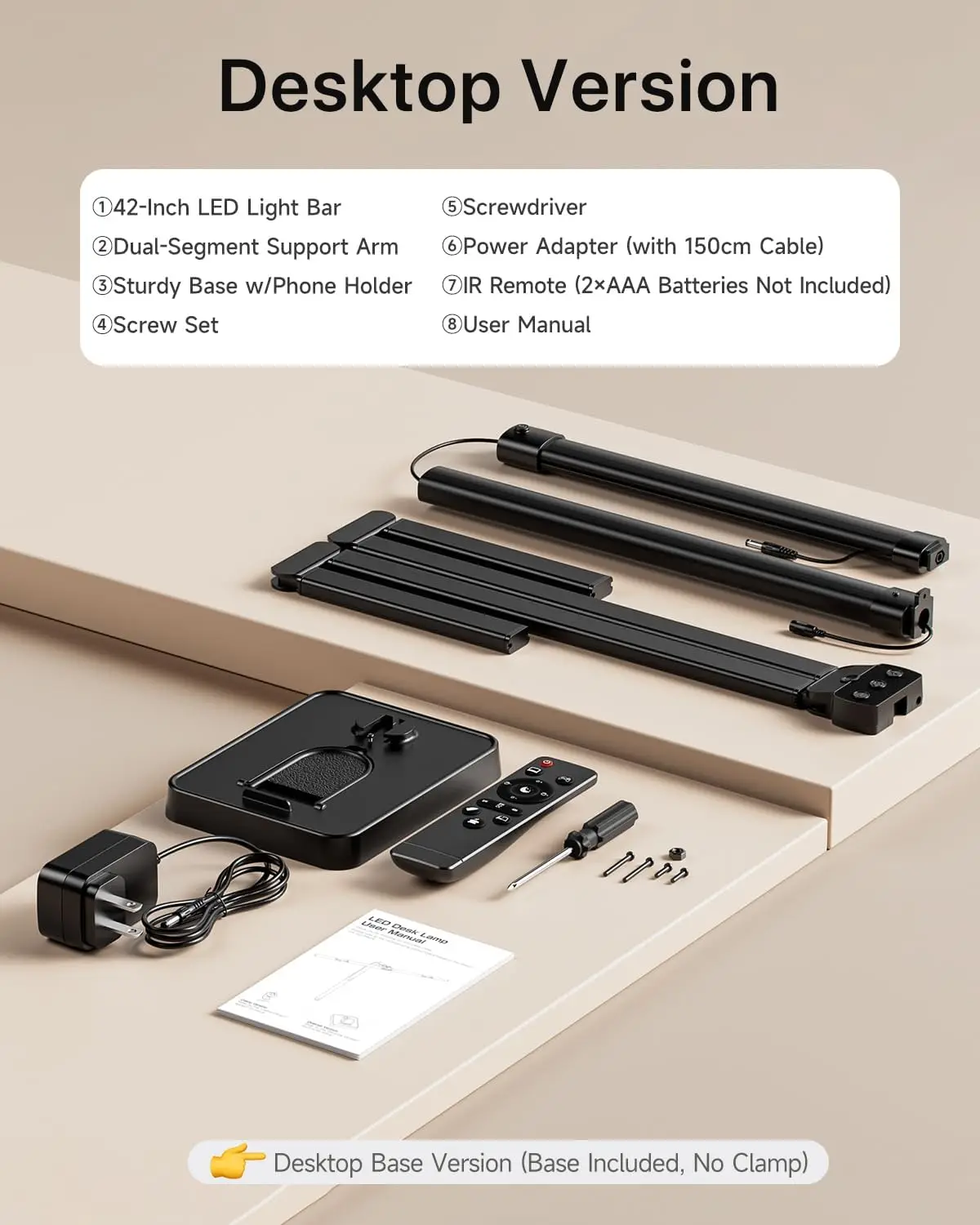 42" Adjustable LED Desk Lamp with Remote, 1800LM Bright, Eye-Caring Light for Home Office and Study