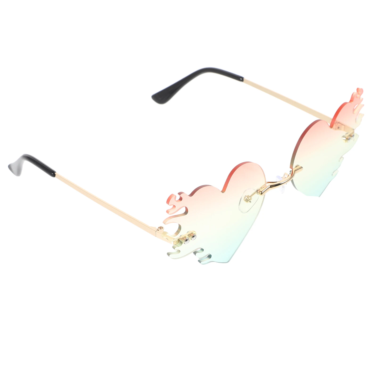 

Frameless Metal Sunglasses Heart Shaped Funny Party Glasses for Men Women Golden Red Yellow PC Eyewear sunglasses