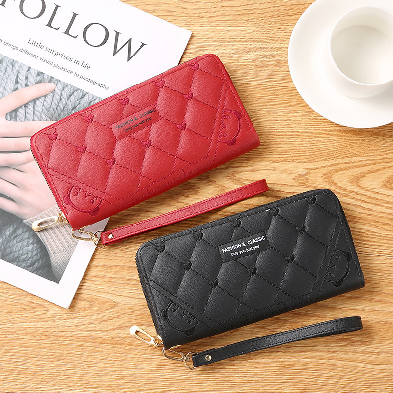 Fashion Women's Long Wallets Wristlet Clutch Purse Soft Leather Mobile Phone Bag Casual Large Capacity Credit Card Holder Purse