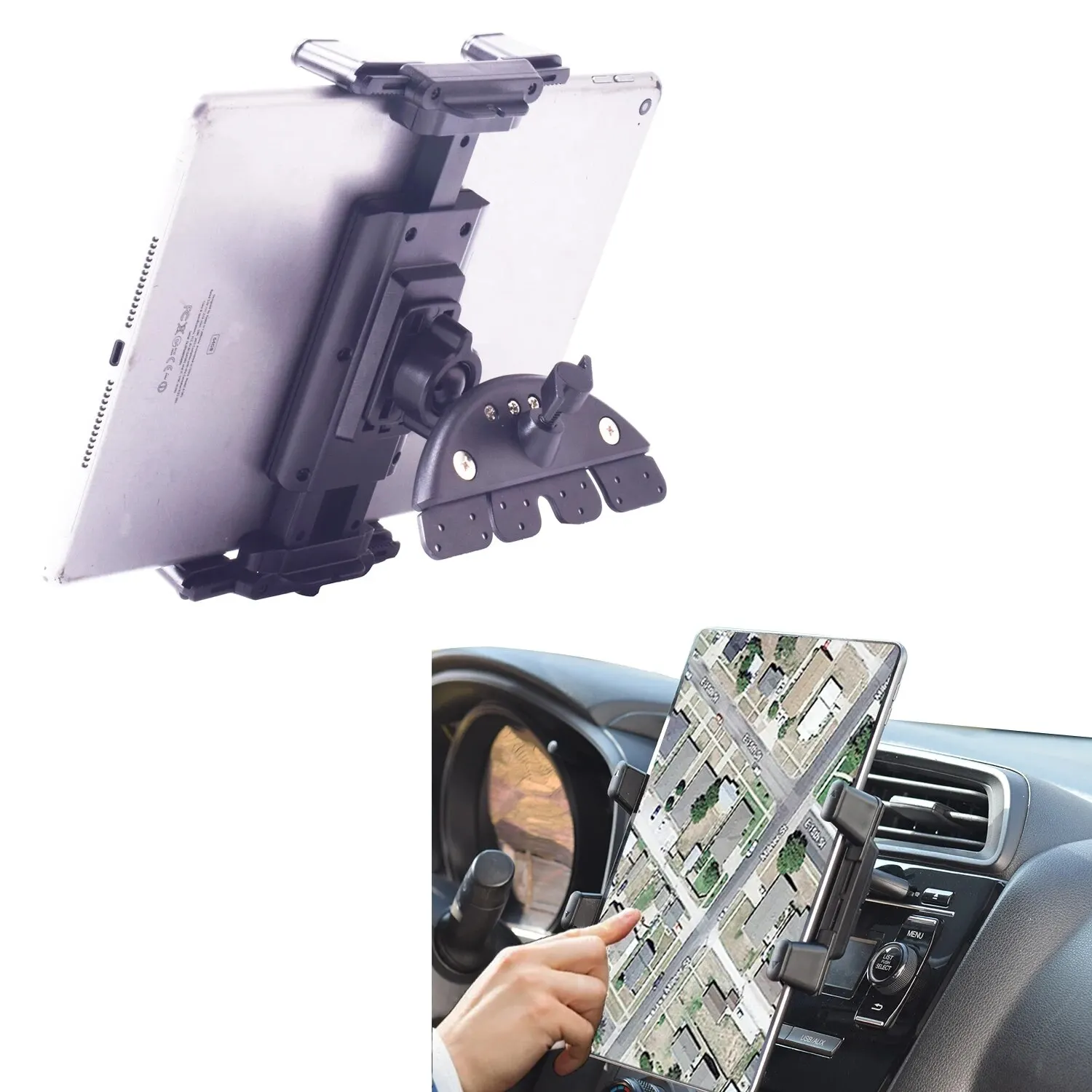 Universal Car Mount [2 in 1] CD Slot Car Mount for 7-12.4 Inch Tablet, CD Player Cell Phone Holder for 3.5-7 Inch Smartphone