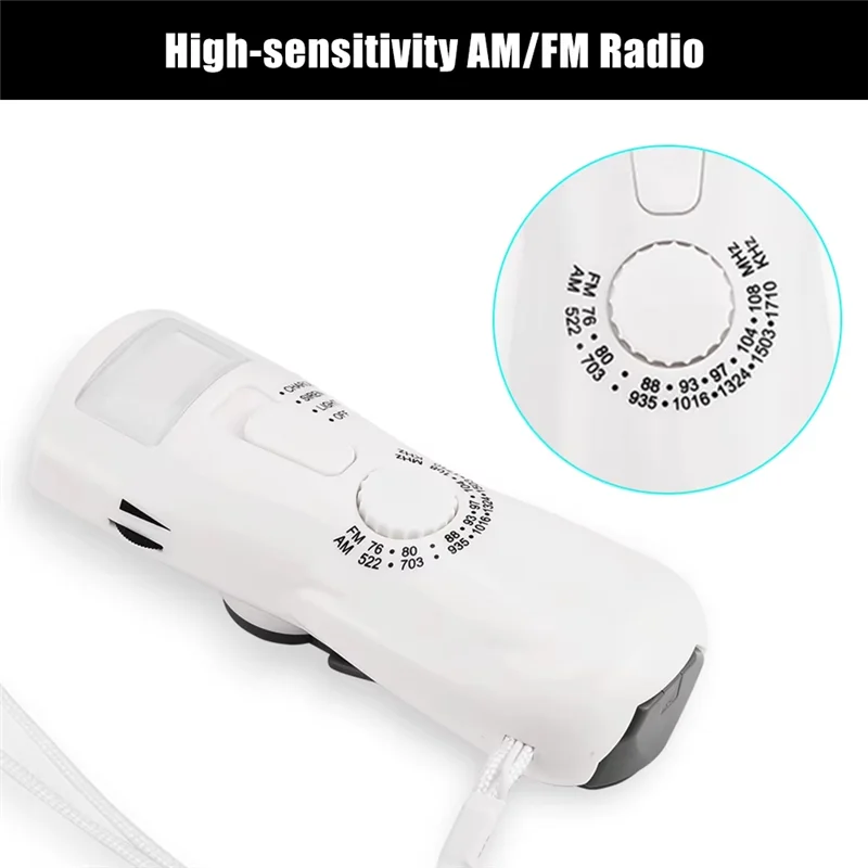 AA08-manivelle Dynamo d'urgence AM/FM Radio avec lampe de poche alimentation Portable lecteur Radio fonctionnalité