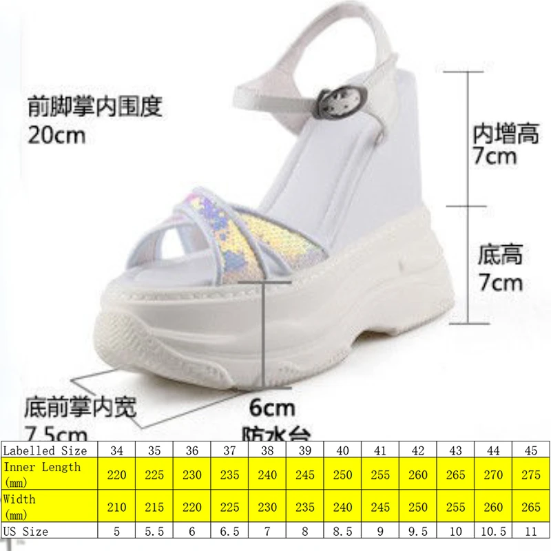 Fujin 14cm PU Air Mesh 2024 Synthetic Platform Wedge High Heels Fashion Sandal Bling Women Pumps Summer Slippers Buckle Shoes