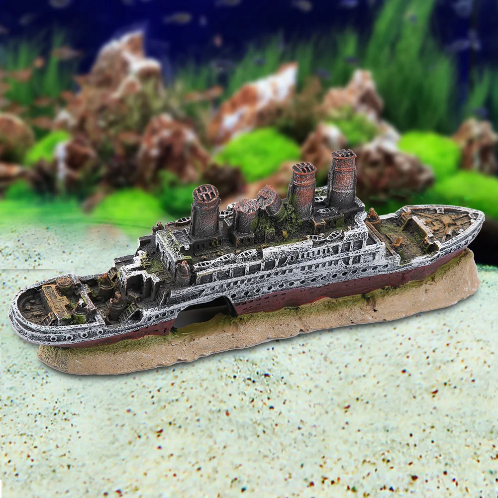 ZK20 Titanic Lost Wrecked Boat Ship Aquarium Decoration Ornament Wreck Ornaments