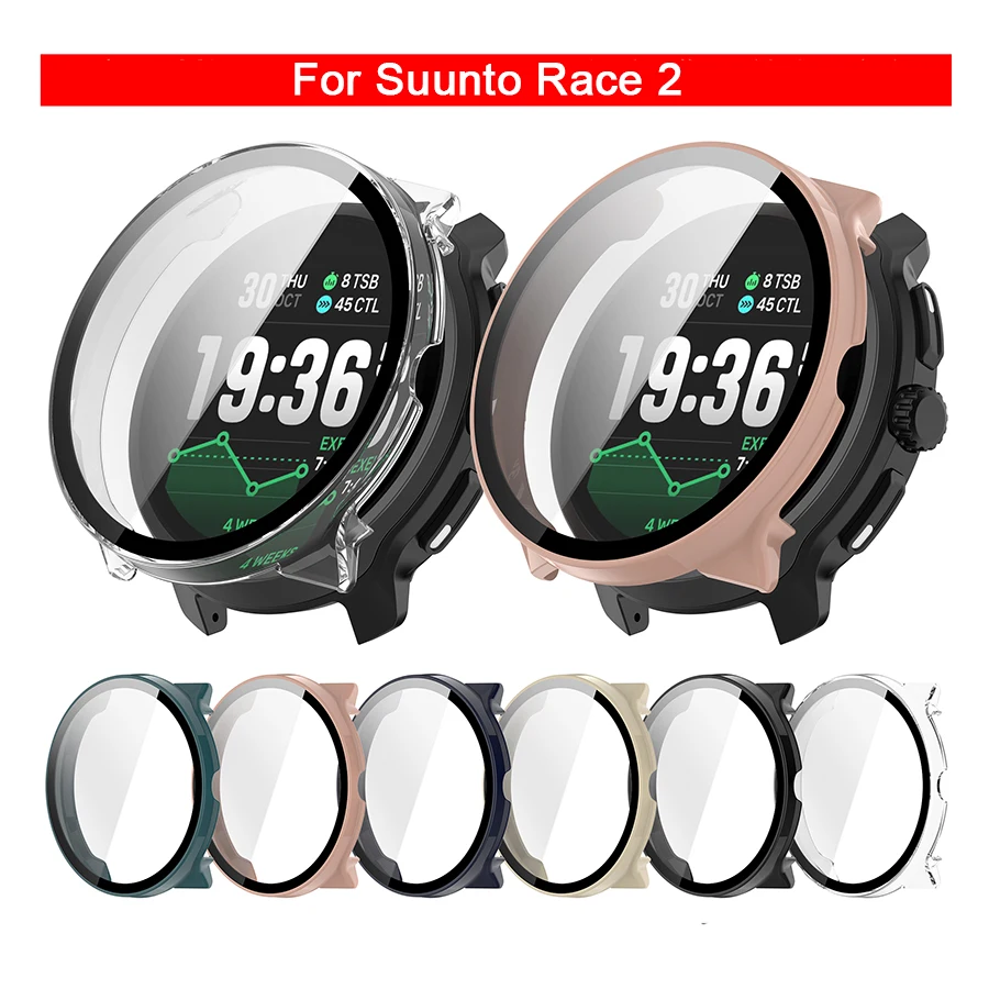 Hard Edge Shell Glass Screen Protector Frame Case For Suunto Race 2 Protective Bumper Cover Smart Accessories For Suunto Race /S