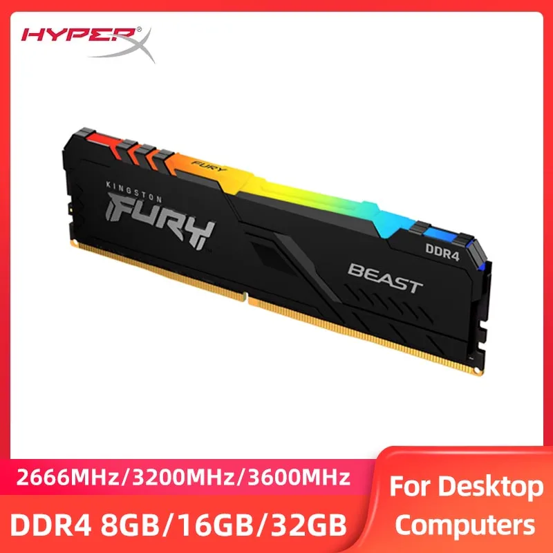 Imagem -01 - Kingston-memória Interna de Desktop para Jogos Desktop Ram Ddr4 2666 3200 3600mhz 8gb 16gb 32gb Dimm 288pin 1.2v