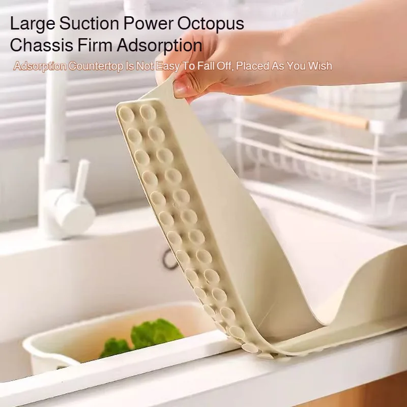 1pcs Silicone Sink Baffle Splash Guard With Suction Cups Non Slip Water Dam For Washing Dishes And Vegetables Adhesive Partition