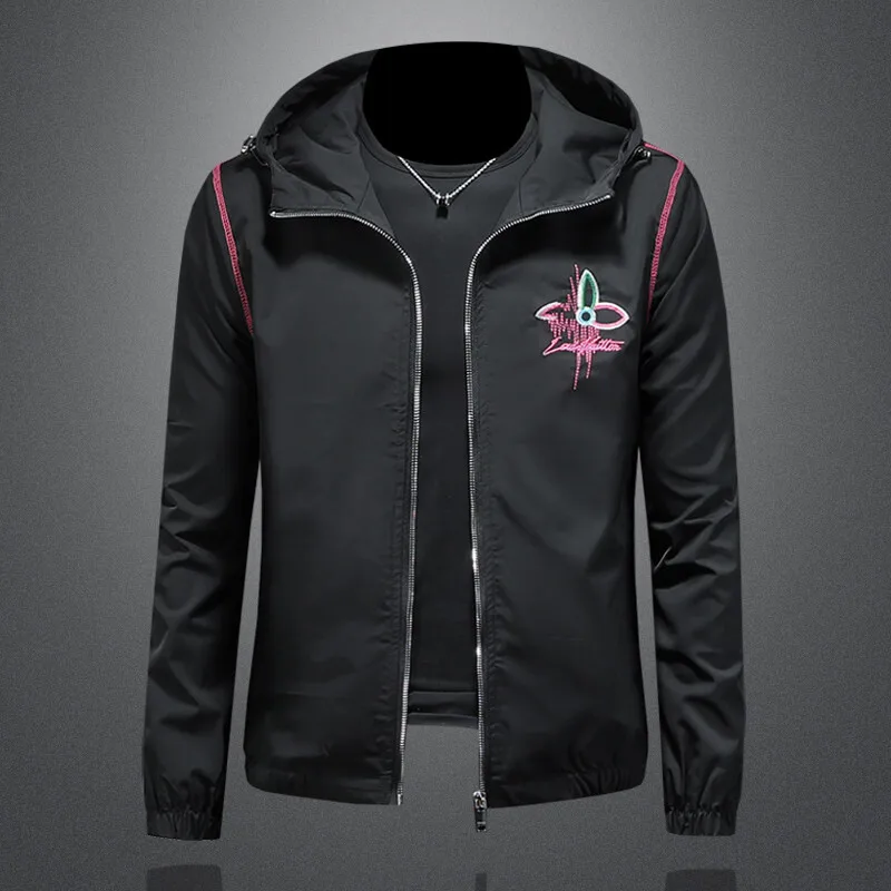 

2026 New Men's Hooded Jaet Embroidered Casual Sle Polyester Fiber Warmth Long Sve Zipper Closure Side S kets