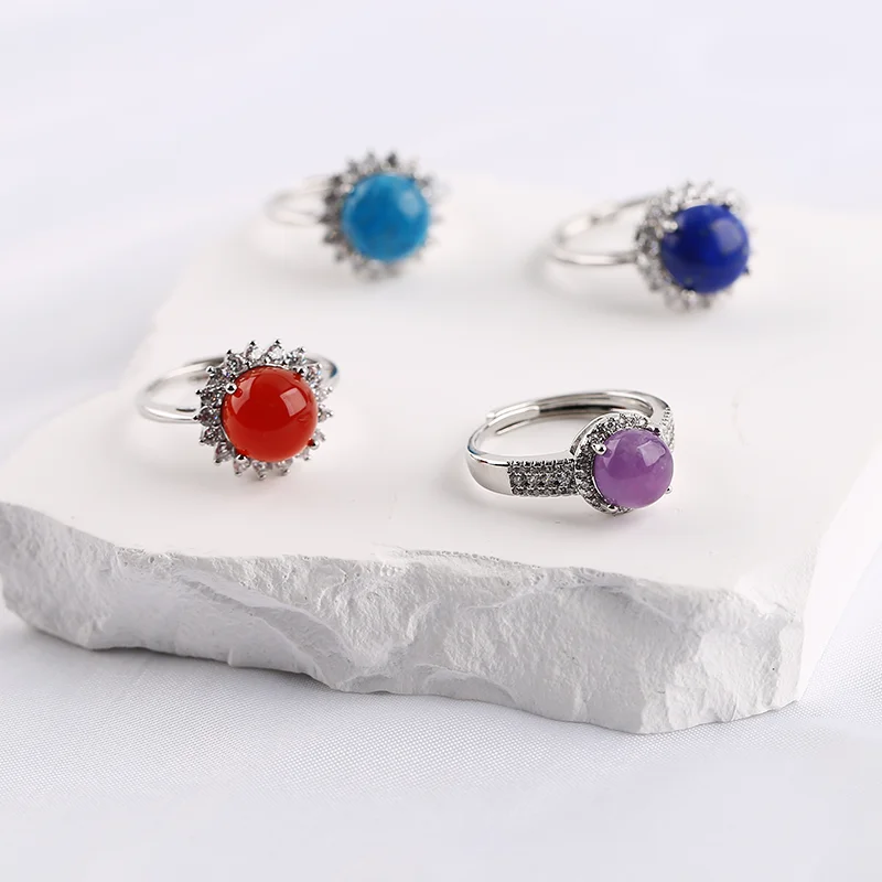 

Moissanite Natural Stone Ring 925 Silver Plated Vintage Fine Jewelry For Women Girls Engagement Gift Bijoux