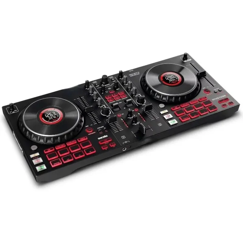 DJ Controller with Jog Wheel Displays, 4 Decks, Mixer, Effects Paddles and o Inteace.Mixtrack Platinum FX Serato