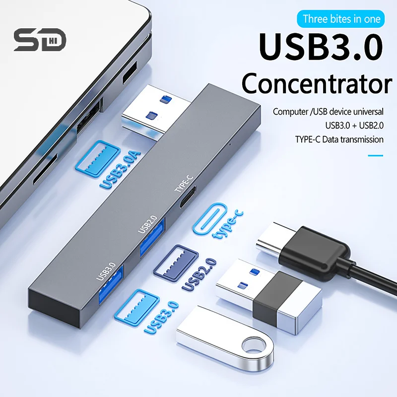 PC 컴퓨터 노트북, USB C타입 허브, OTG, USB 3.0, C타입 3.0, USB 분배기 허브, 속도 5.0Gbps, 3 포트, 3 in 1, 신제품