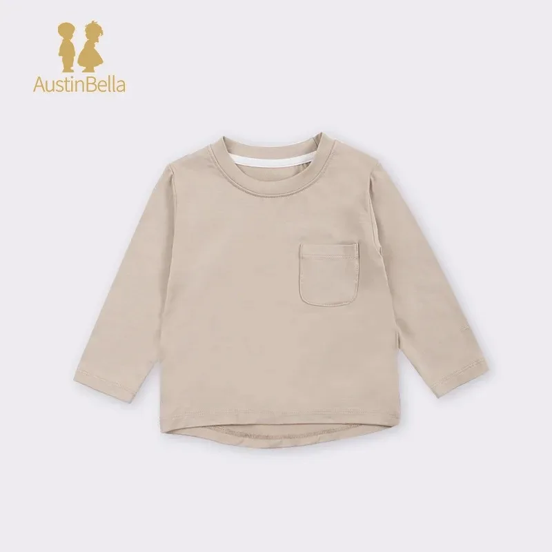 Bamboo Baby Clothes Spring Summer T-shirt Short Long-sleeved Tee Shirt with Breast Pocket Design Baby Boys Girls Bottoming Shirt