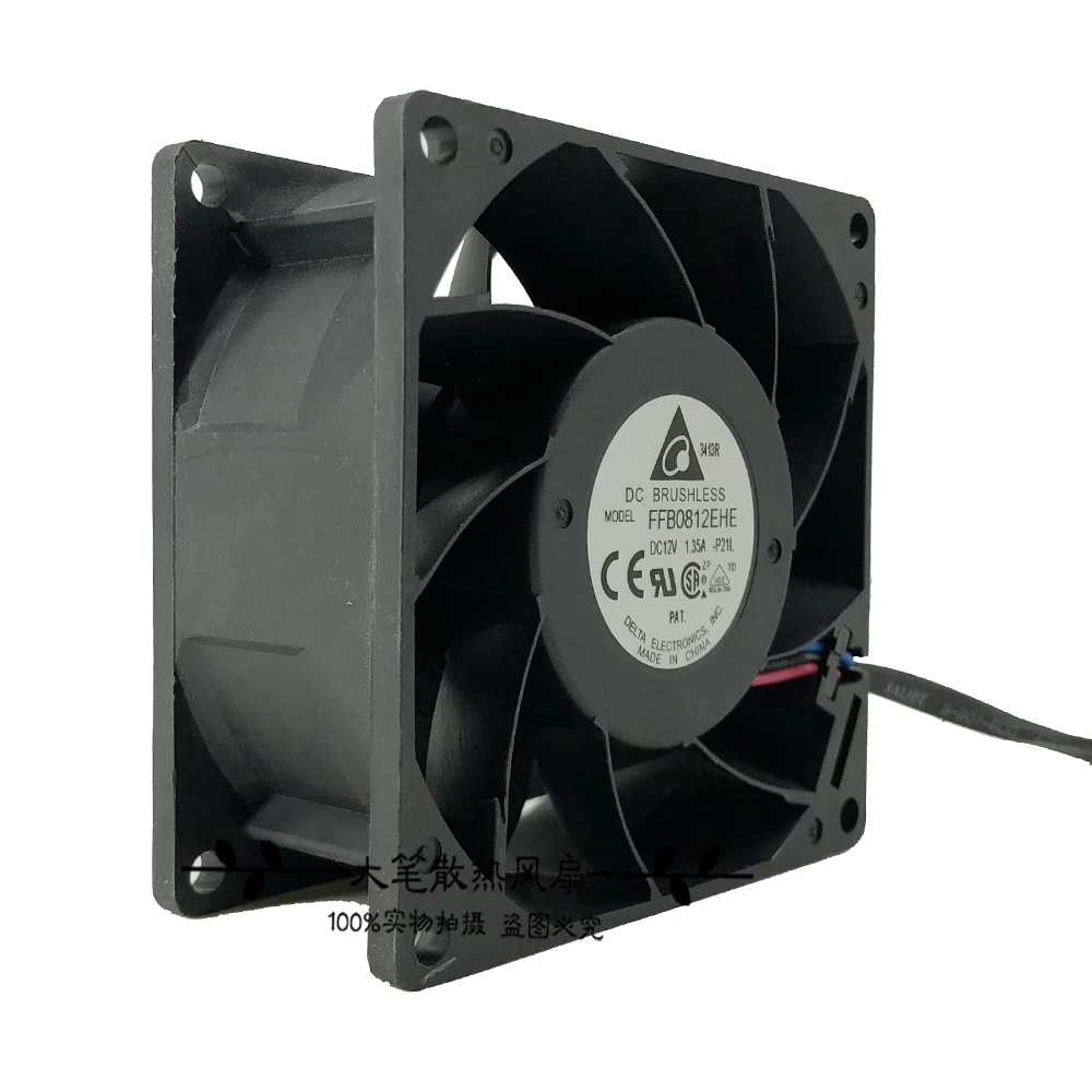 Original Delta FFB0812EHE Duplo Ball Bearing Fan, 8cm, 80mm, 8x8x3.8cm, 80x80x38mm, 8038, 12V, 1.35A, frete grátis