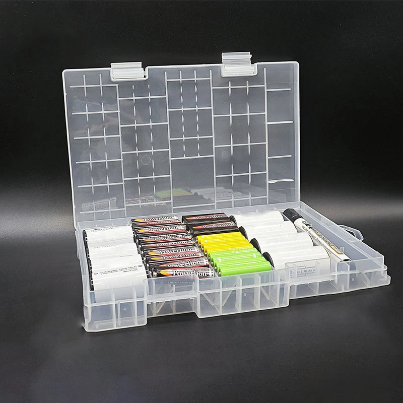 AA 40x AAA Hard Plastic Anti Impact Wear Resistant Storage Box Battery Case Practical Organizer Clear Inner Compartment Holder