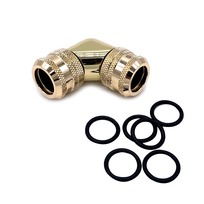 BARROW Goud G1/4' draad Dual 90 Graden Roterende Fitting Adapter Roterende 90 Hoek Adapters gebruik voor 12/14/16 MM Harde Buis