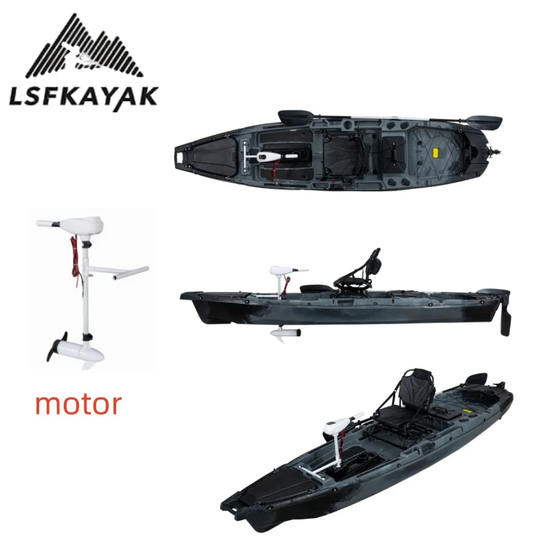 LSF Factory جديد 3.7 متر/12ft البلاستيك الصيد والماء اللعب كاياك الجلوس على نظام دواسة محرك الصيد كاياك لاستخدام شخص واحد