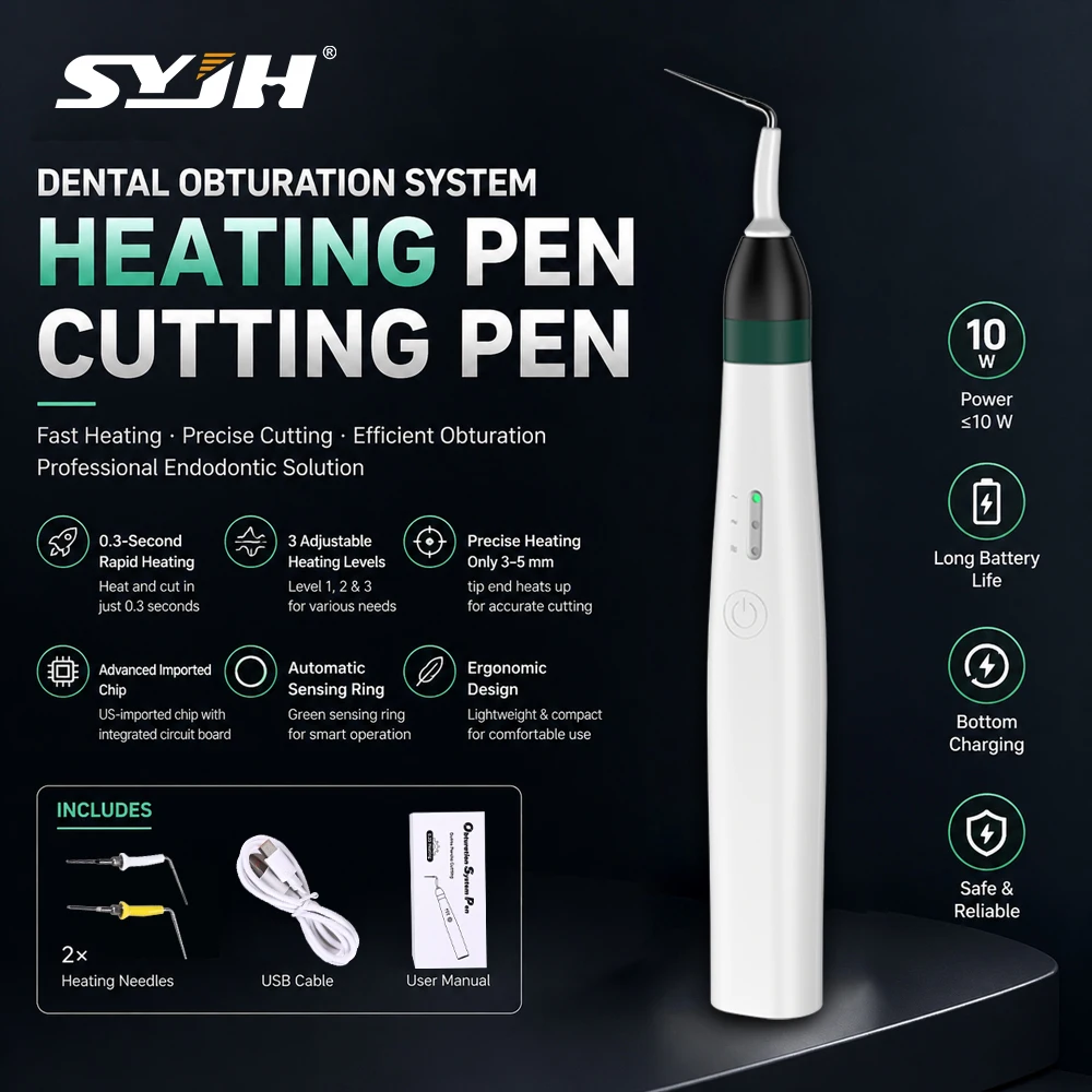 

Dental Endodontic Obturation System Pen 0.3S Rapid Heating Gutta Percha Cutter with 2 Work Needle Dentistry Tools