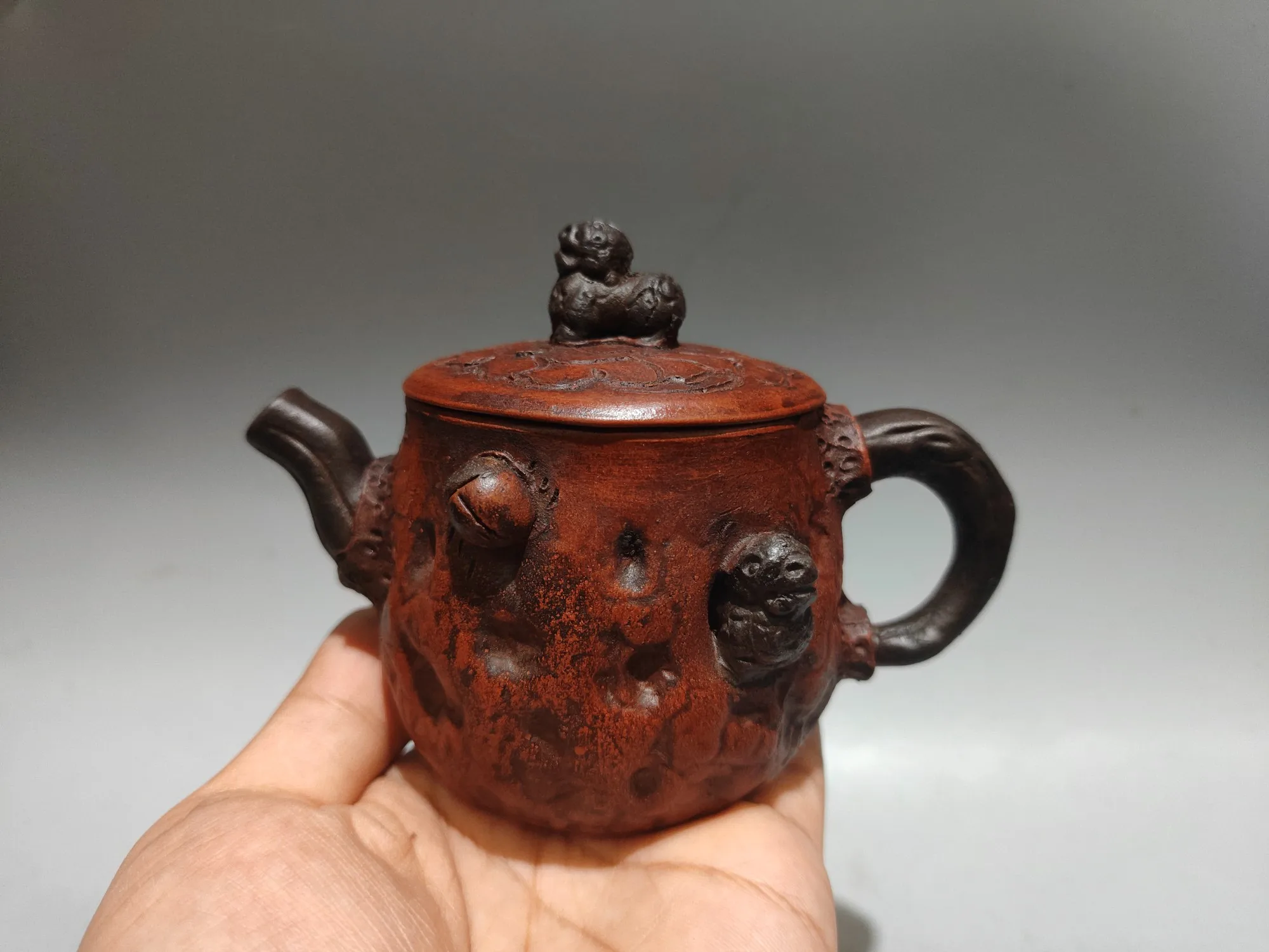 

5"Chinese Yixing Purple Clay Teapot Pixiu lid Gongchun pot peach Baobao Buddha Tree root pot Kettle Teapot Flagon