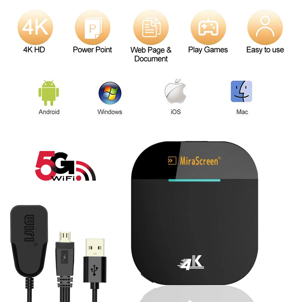 

4K Mirascreen Беспроводная HDMI совместимая с Miracast Airplay Smart Android Tv Флешка Wifi Дисплей ресивер зеркальное отображение для Iphone ПК