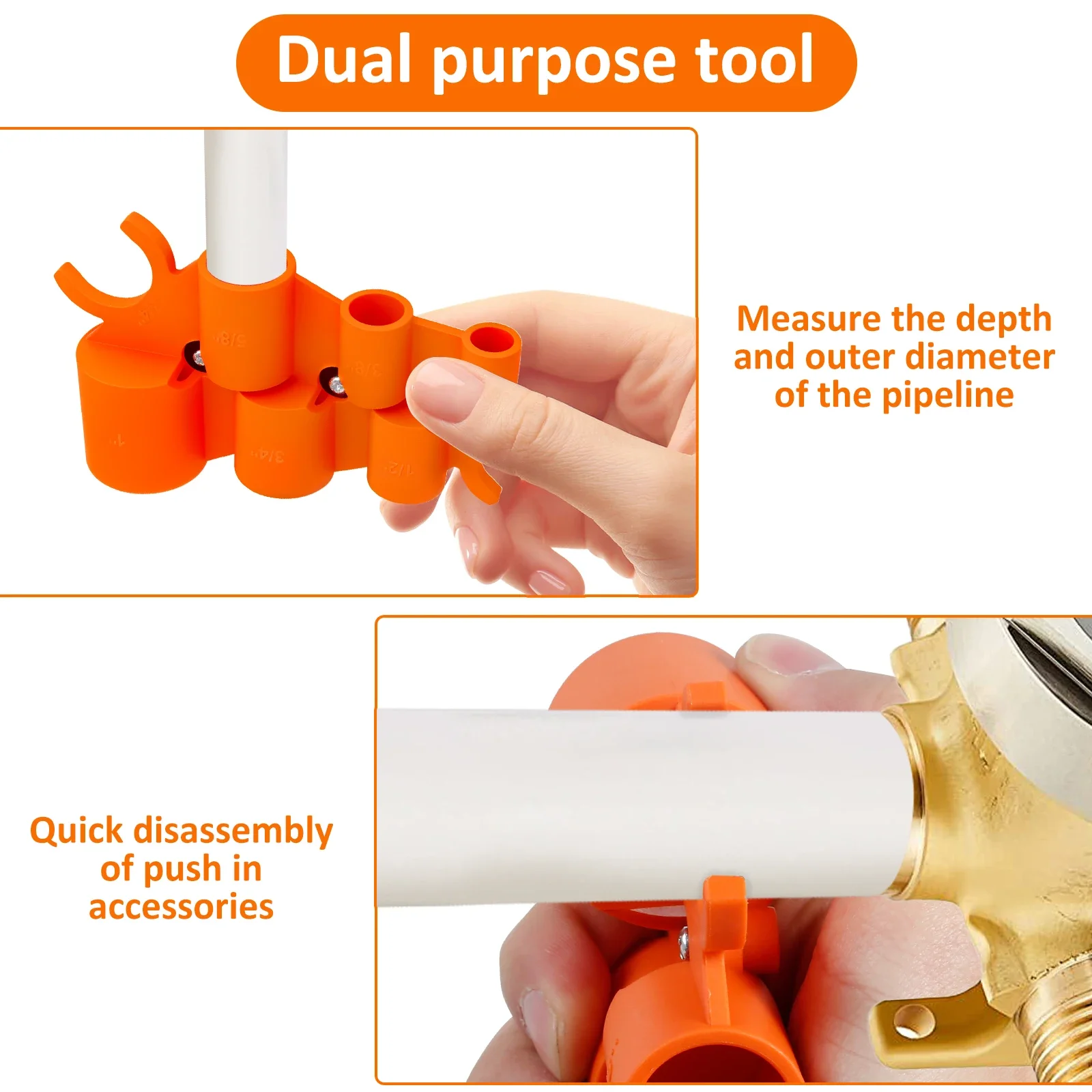 Pipe Cutter Tool 1/4'' to 1'' Depth Gauge and Pipe Deburring Tool Pipe Depth Gauge Tool Pipe Deburring Tool Kit for Copper PEX