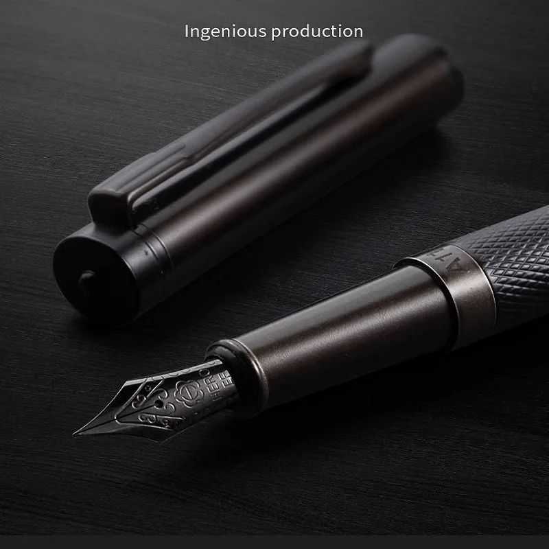 

HERO Black Forest Metal Fountain Pen Titanium Black Extra Fine Nib 0.38/0.5mm Student Calligraphy Practice Gift Pen