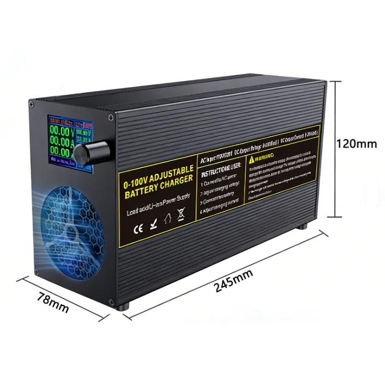 0-100V 20A Voltage and Current Adjustable Power Switch Charger Lifepo4 Battery 12v 24v 36v 48v 60v 72v 96v 20a AC to DC Charger