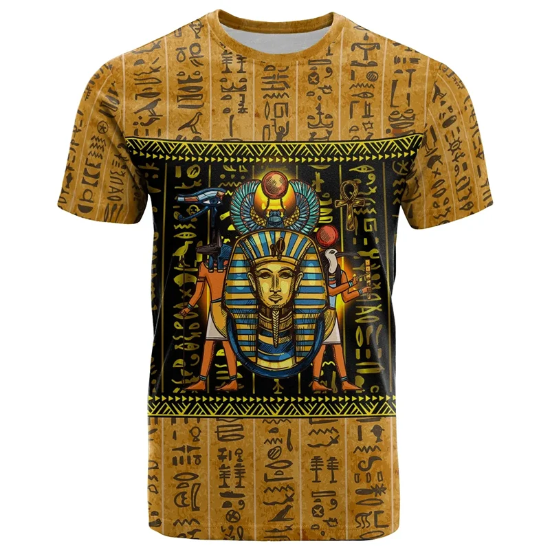 Ancient Egypt Totem Pattern T-shirt Summer African 3D Printed T Shirts For Men Casual Crew Neck Tees Tops Loose Short Sleeves