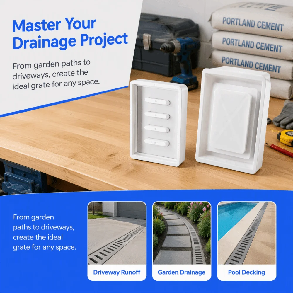 Plastic Cover Plate Mold Smooth Flat Plastic Precast Concrete Drain Grate Mold Sufficient Wall Thickness