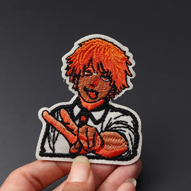 Anime Chainsaw Man size: 11.3x9.3cm Iron On Patch Embroidered Applique Sewing Clothes Stickers Garment Apparel Accessories Badge