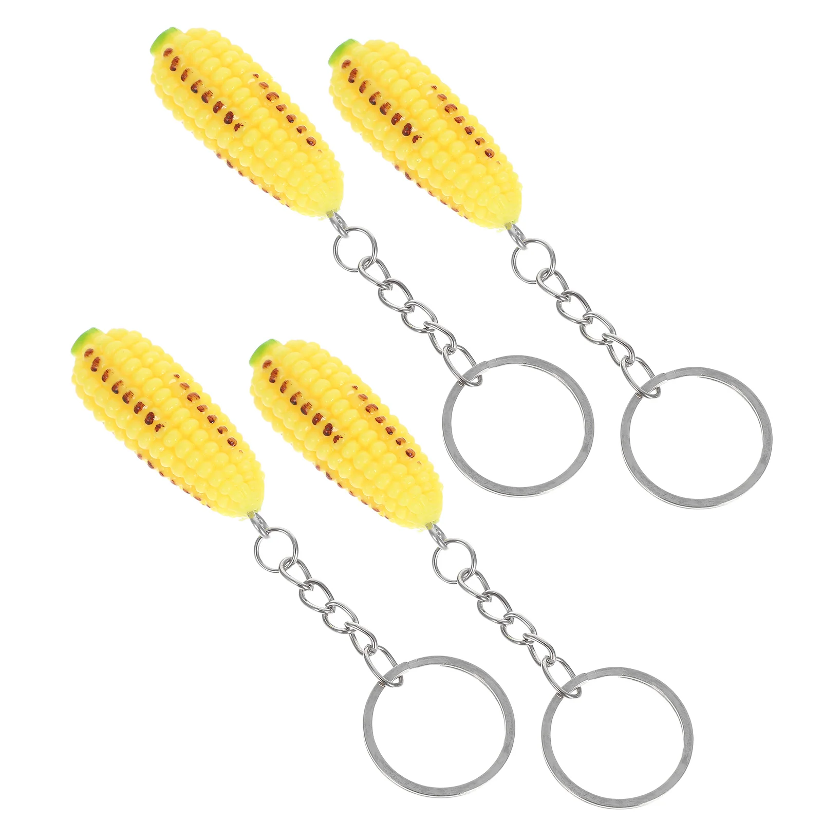 

4pcs Lifelike Corn Keychains Realistic Vegetable Fake Food Keychain Cute Funny Bag Charm Pendant For Kids School Backpack Purse