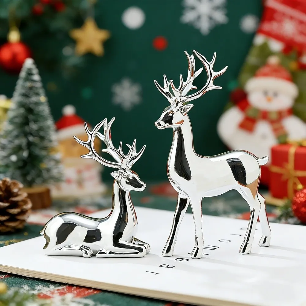 Creative Deer Desktop Ornament Sitting/Standing Position Modern Christmas Deer Statue Exquisite Cute Elk Home Decor
