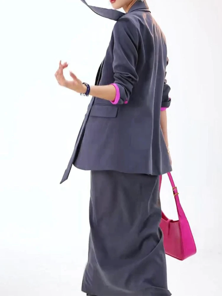 Herfst nieuwe mode woon-werkset voor dames los en afslankend veelzijdig colbert + tweedelige set met hoge taille en halve rok