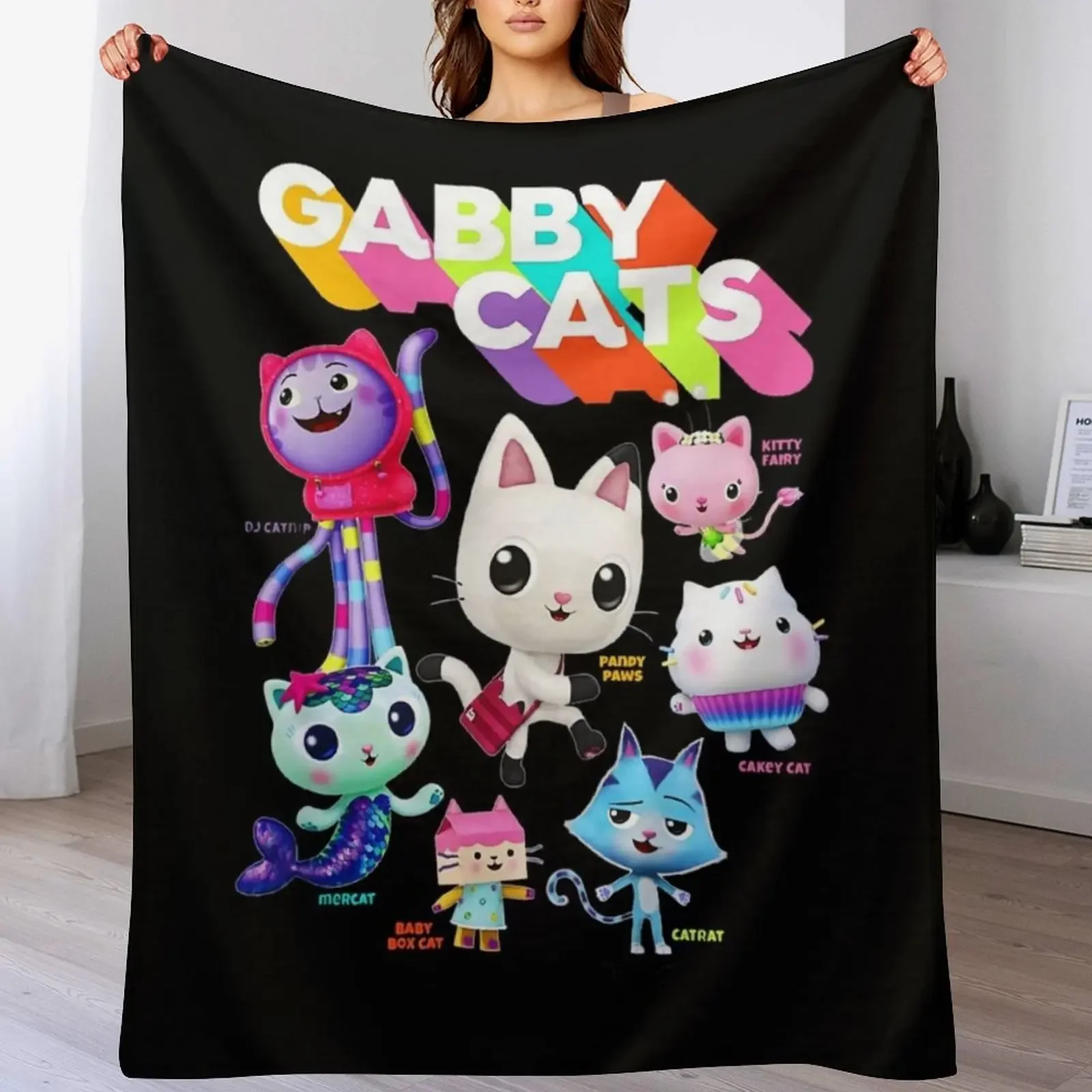 

Kids Gabby's Dollhouse Gabby Cats T-Shirt - Gabby's Dollhouse Birthday tshirt Throw Blanket Bed blanket king size