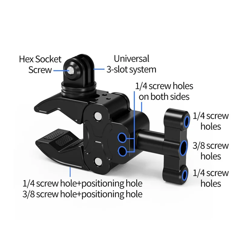 AA08-عالمي 3 بطاقات أمامية وخلفية 180 °   تعديل سوبر المشبك منصب الكاميرا المقود القطب أنبوب ترايبود حامل كاميرا مكتب