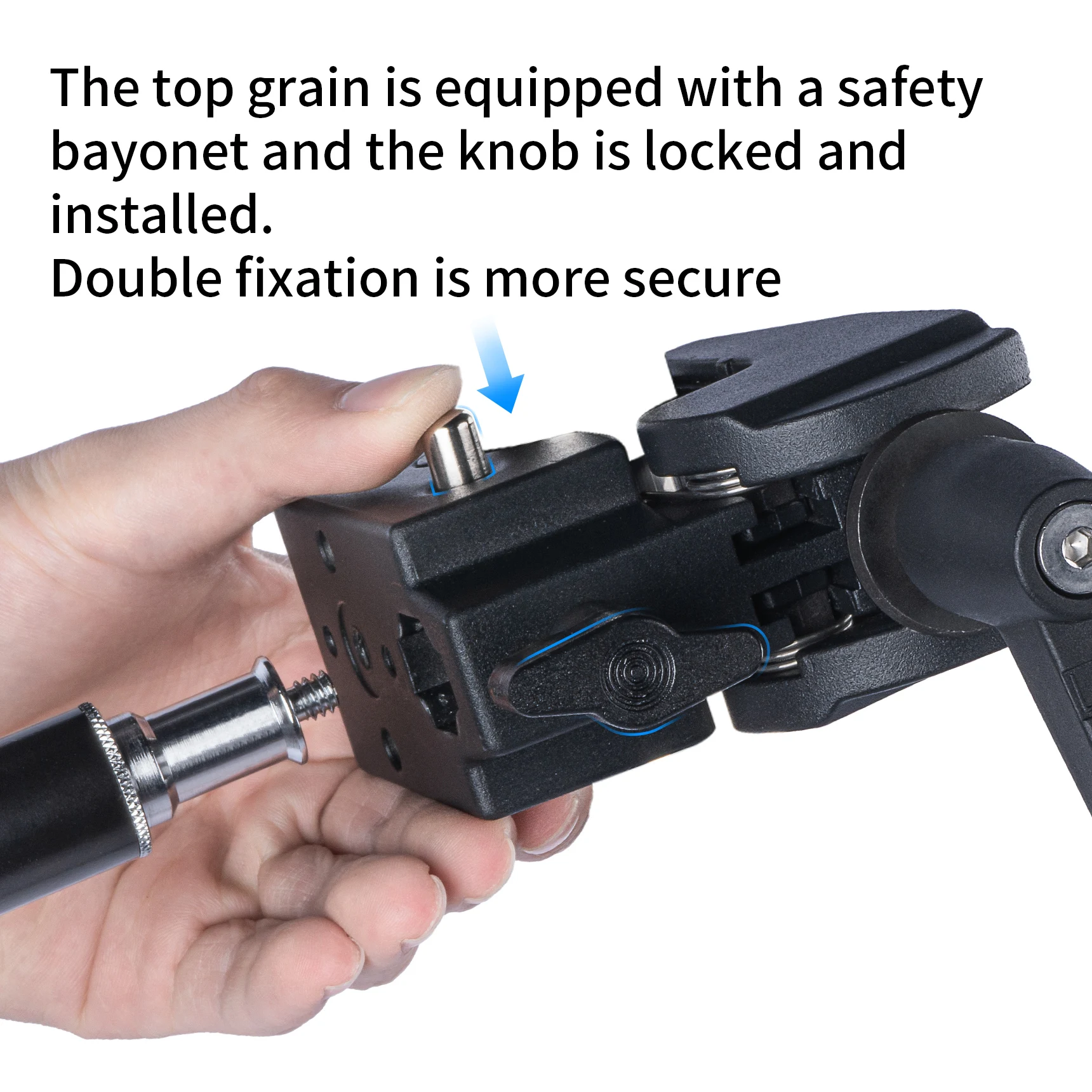 Selens Heavy-Duty Super Clamp for Studio Light Stands &Poles Optional Extension Arm,Hex Baby Pin,Double Hex Stud,J Hook,Plate view 4