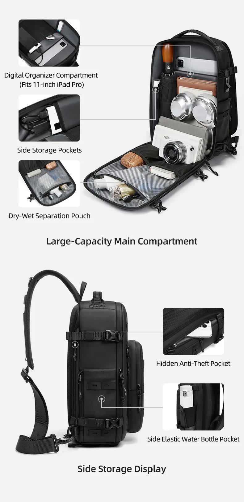 Cross Shoulder Bag Man Chest Bag Waterproof Tactical Waist Messenger Bag Zipper Fashion Outdoor