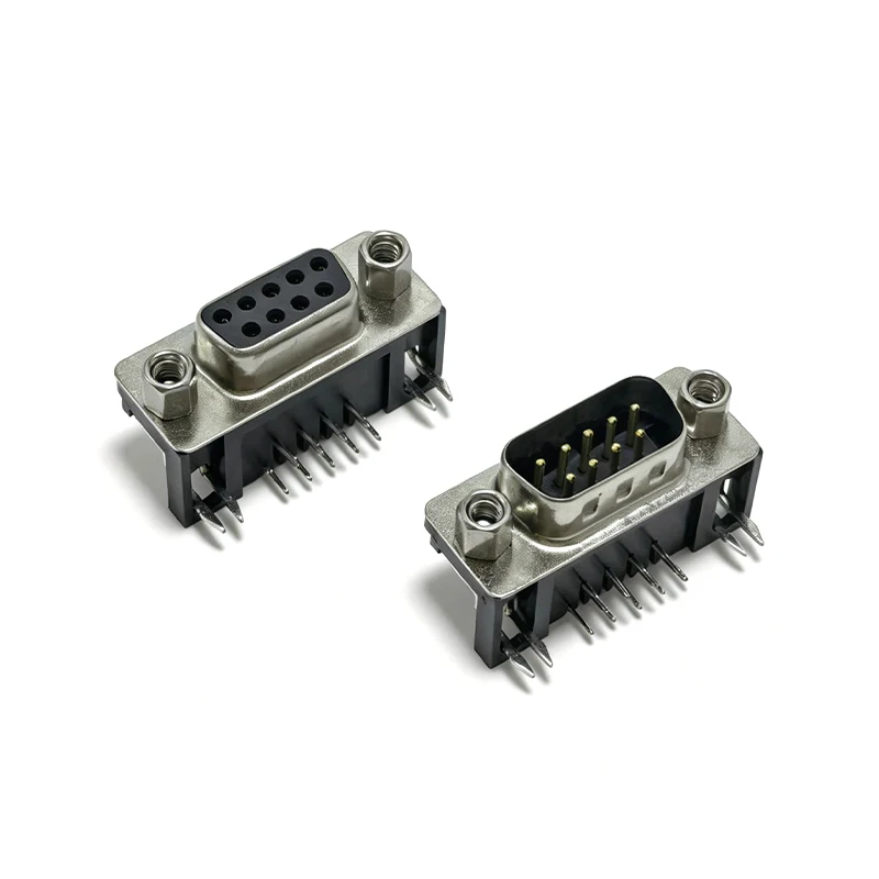 

8PCS DB9 Female Male PCB Mount D-Sub 9Pin PCB Connector RS232 Connector 90-degree Bent Needle DR9
