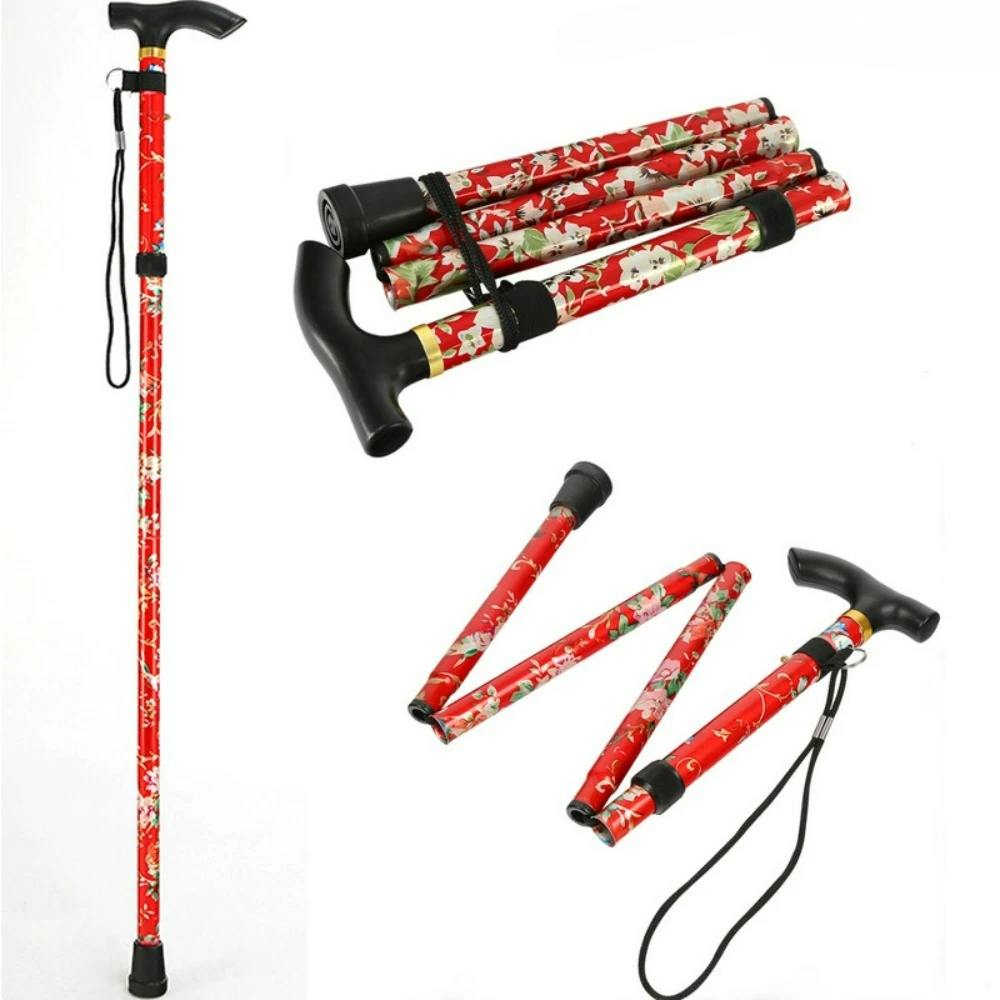 5-Section Trekking Poles Aluminum Alloy Collapsible Telescopic Lightweight Hiking Sticks Portable Walking Canes Outdoor Seniors